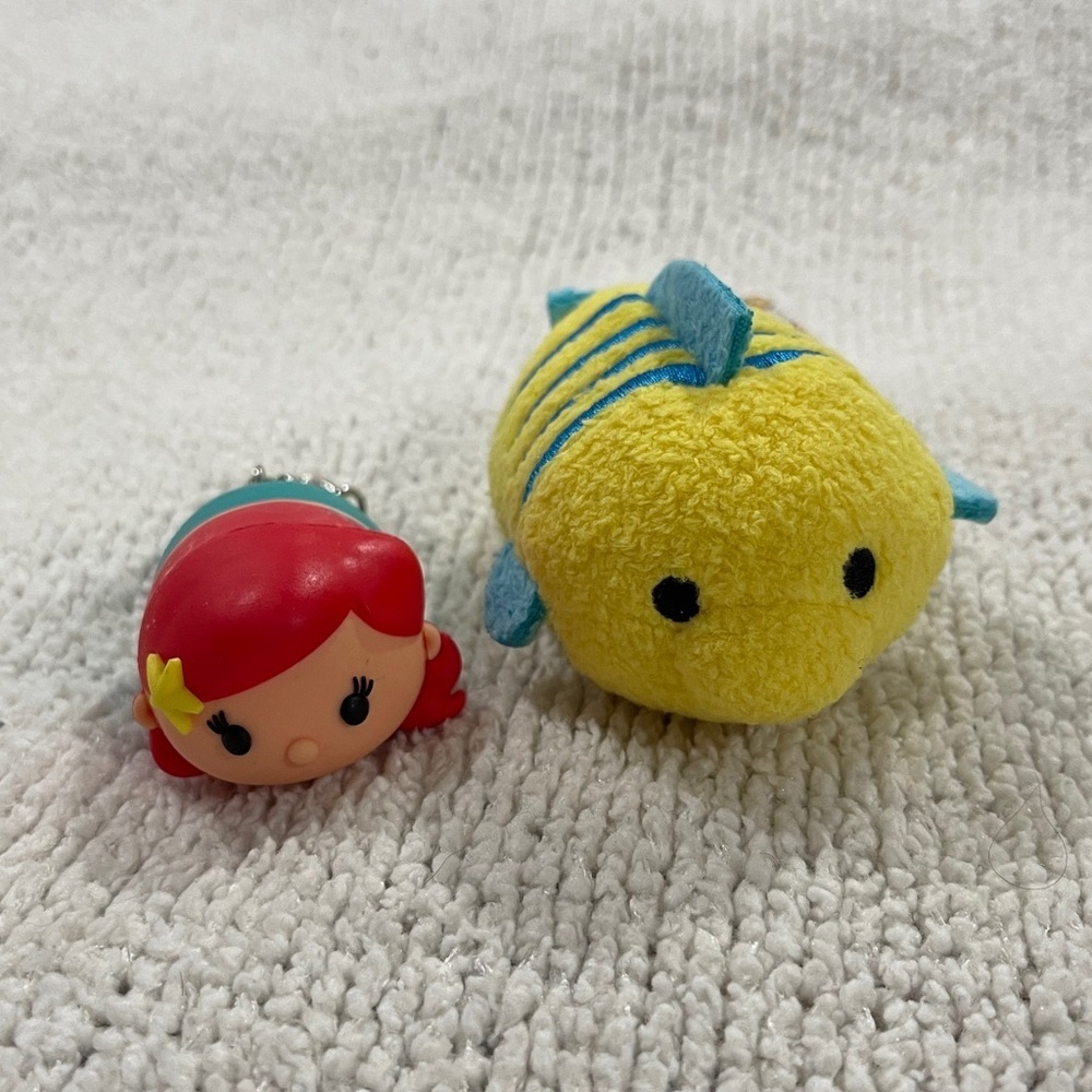 Disney Store Tsum Tsums Little Mermaid Flounder Mini Plush bundle New w Tags